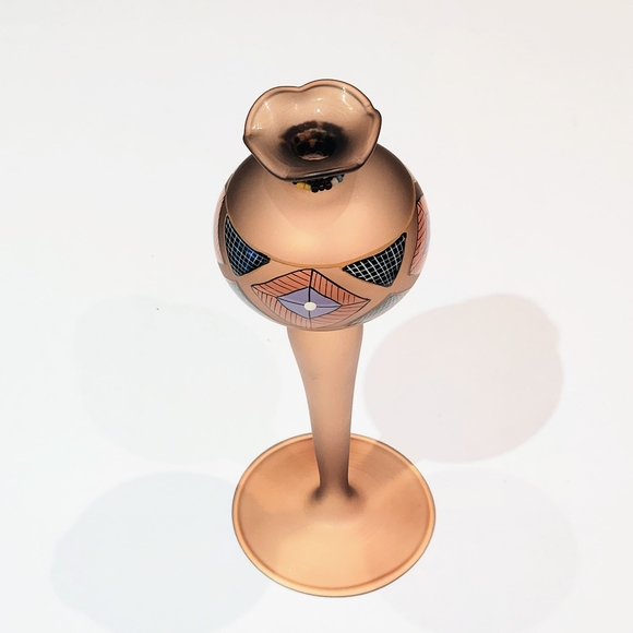 Bohemian vintage art glass hand blown hand paint - Picture 4 of 12